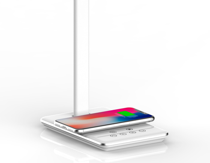 Светодиодная настольная лампа с беспроводной зарядкой и USB портом Ambrella light DE581