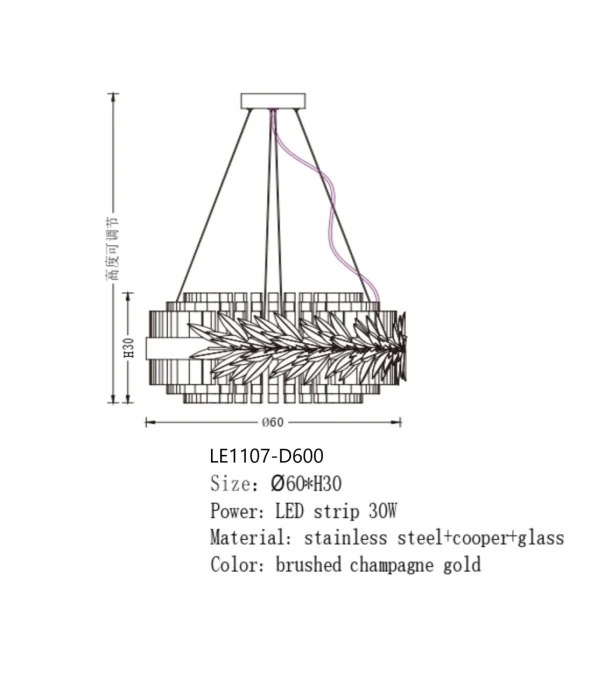 Подвесная люстра Leon Cesar LE1107-D600