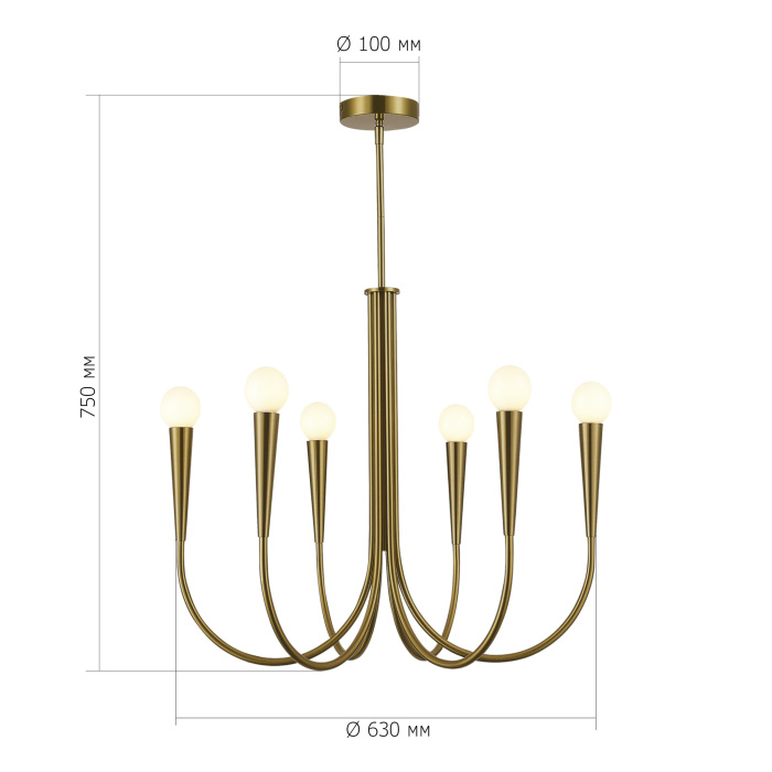 Светильник подвесной ST-Luce Латунь E14 6*60W SL1243.303.06
