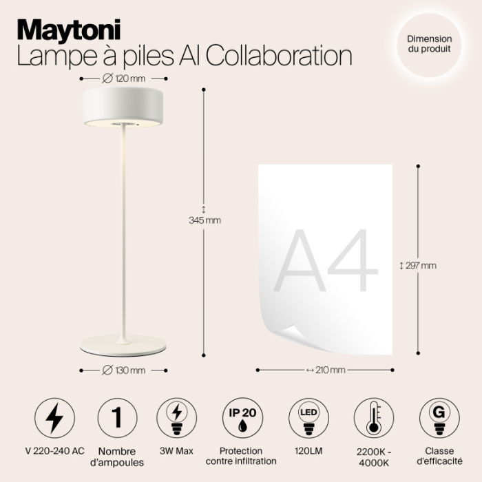Настольная лампа Maytoni Ai collaboration MOD229TL-L3W3K2