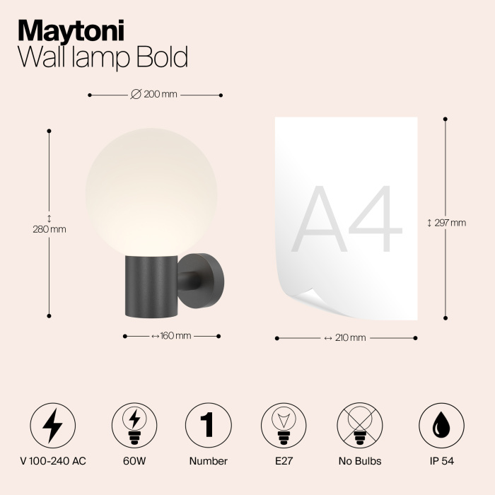 Светильник настенный Maytoni Bold O598WL-01B