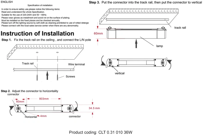 Светильник однофазный Crystal Lux CLT 0.31 010 36W BL M4000К