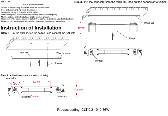 Светильник однофазный Crystal Lux CLT 0.31 010 36W BL M4000К