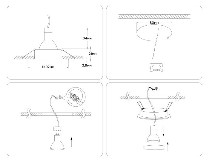 Встраиваемый точечный светильник MR16 Ambrella light A8921