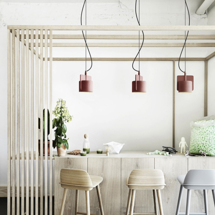 Подвесной бетонный светильник SKOVL B терракот ImperiumLoft