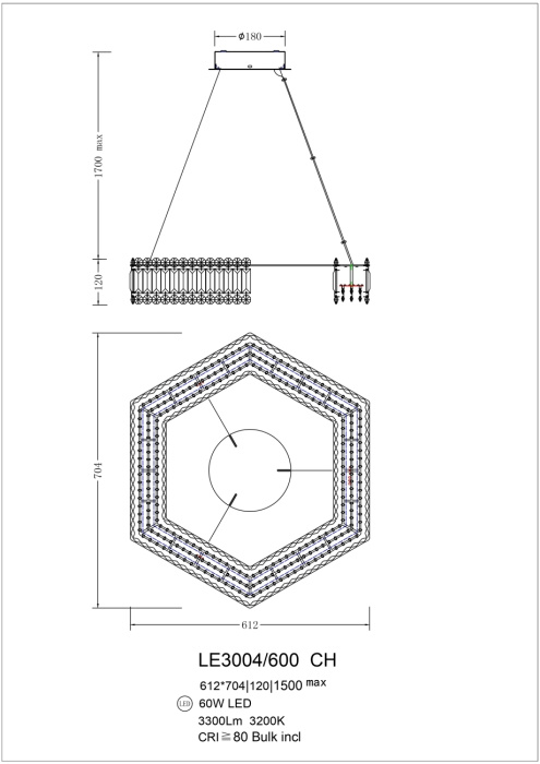 Подвесная люстра Leon Justine LE3004/600 CH