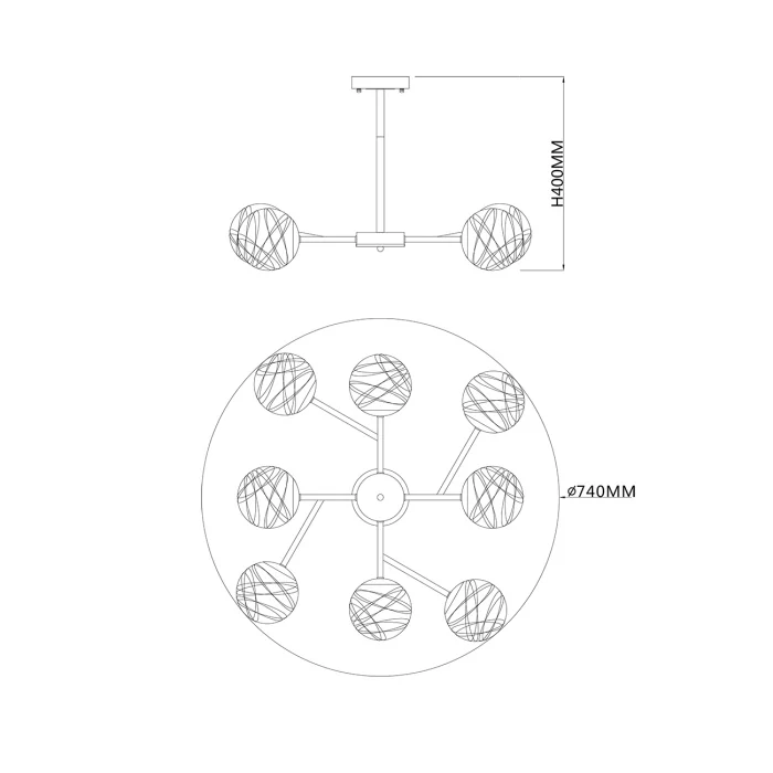 Потолочная люстра на штанге MIRACLE ESCADA 1146/8P