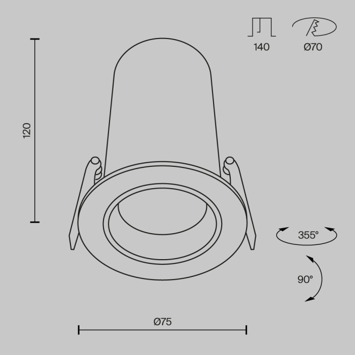 Встраиваемый светильник Maytoni Focus LED DL125-L12-4K-B