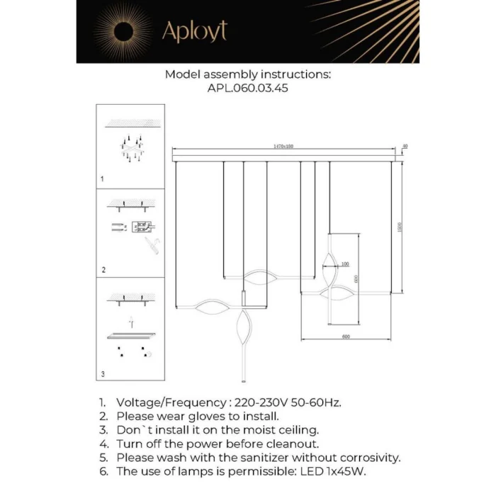 Люстра подвесная Aployt Krysia APL.060.03.45