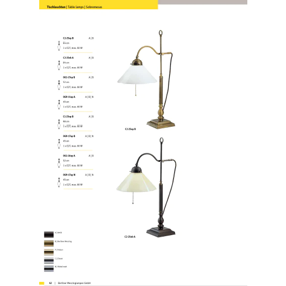Настольная лампа Berliner Messinglampen C2-25grA
