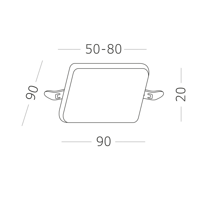 Светильник встраиваемый Белый LED 1*8W 3000K 690Lm Ra80 120° IP20 L90xW90xH20 85-265V ST700.038.08
