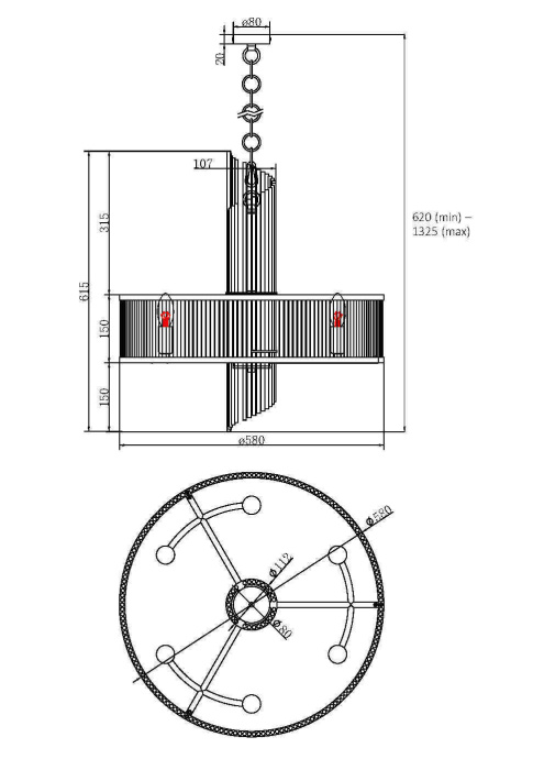 Подвесная люстра Maytoni Frame MOD174PL-06G