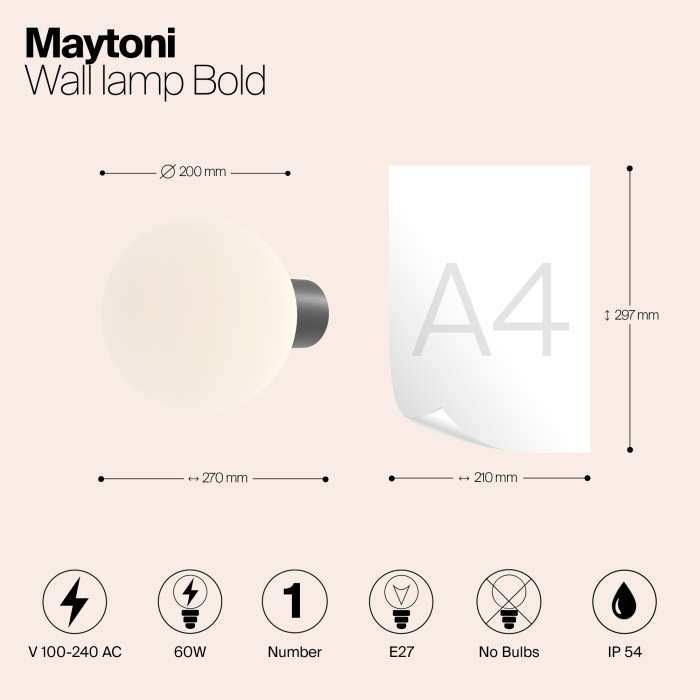 Светильник настенный Maytoni Bold O598WL-01B1