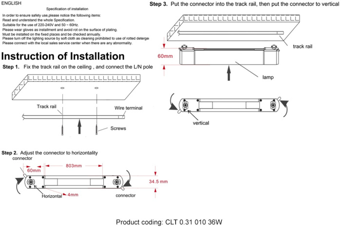 Светильник однофазный Crystal Lux CLT 0.31 010 36W BL T4000K