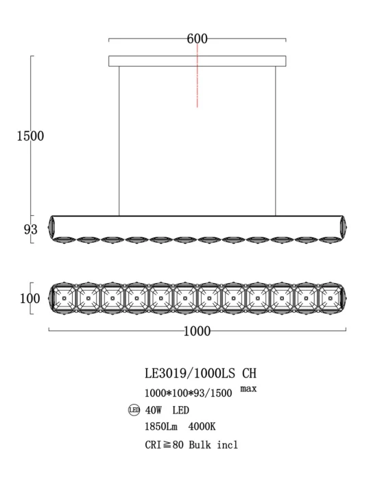 Подвесная люстра Leon MontBlanc LE3019/1000LS CH