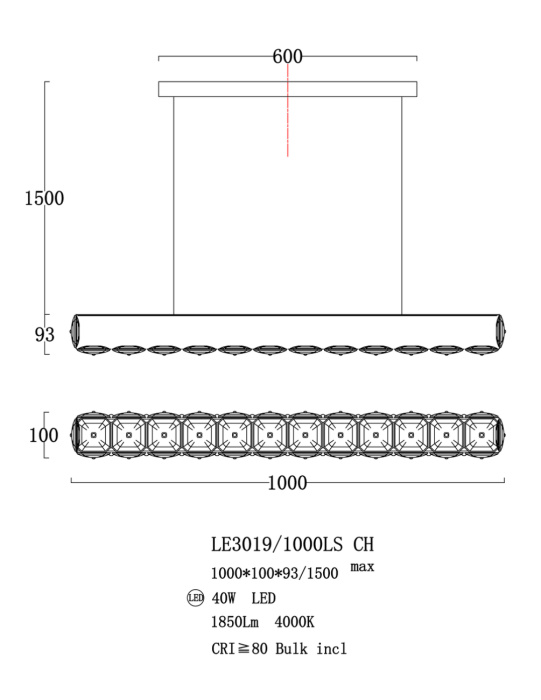 Подвесной светильник Leon MontBlanc LE3019/1000LS CH