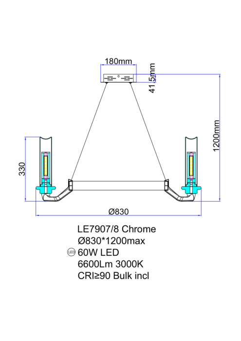 Подвесная люстра Leon Alana LE7907/8 Chrome