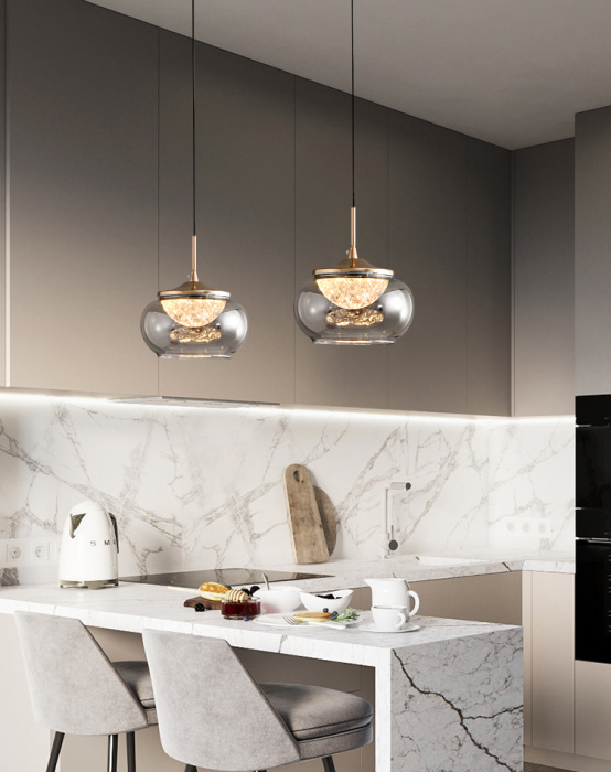 Подвесной светильник Delight Collection MT9128 MT9128-1H gold/smoke