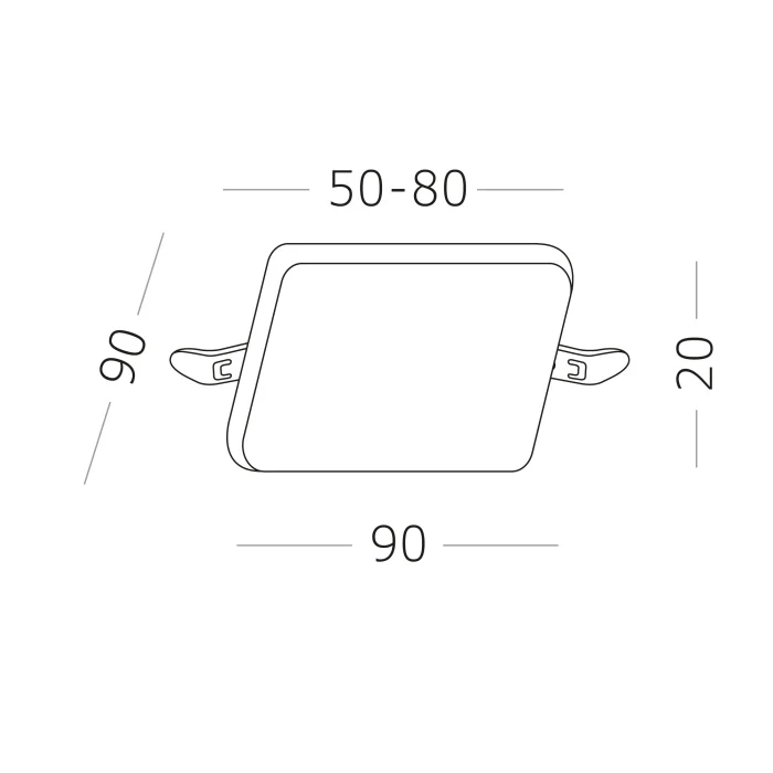 Светильник встраиваемый Белый LED 1*8W 4000K 690Lm Ra80 120° IP20 L90xW90xH20 85-265V ST700.048.08