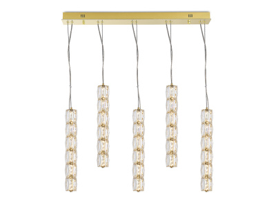 Горизонтальная композиция 8240 из пяти  подвесных светильников золото №99 Newport