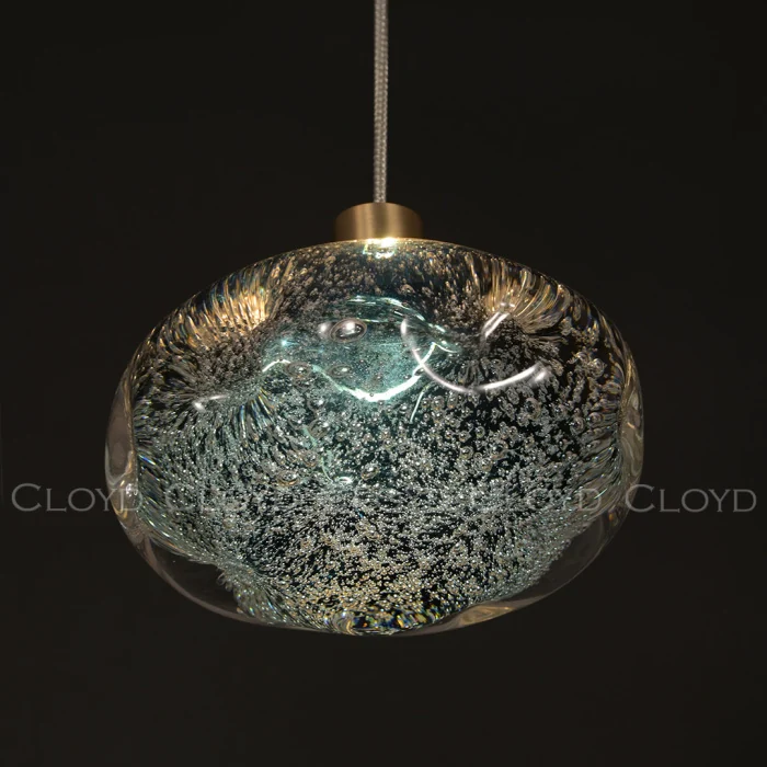 Подвесной светильник Cloyd VOCAL P1 / латунь - синее стекло (арт.11347)