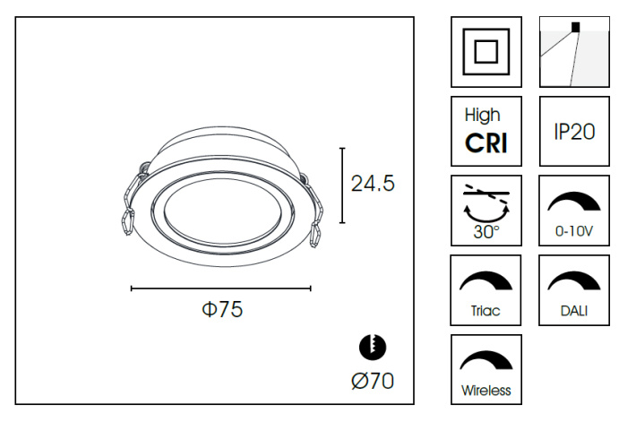 Встраиваемый светильник Delight Collection DA83 DA8303DR