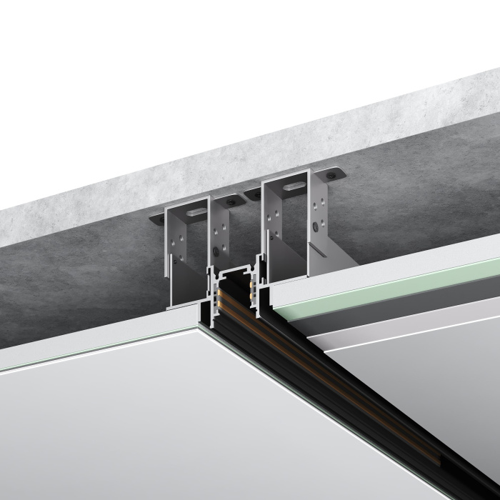 Шинопровод магнитный встраиваемый под ГКЛ 12мм ST-Luce Черный L2000мм(заглушки в комп) ST1004.429.12