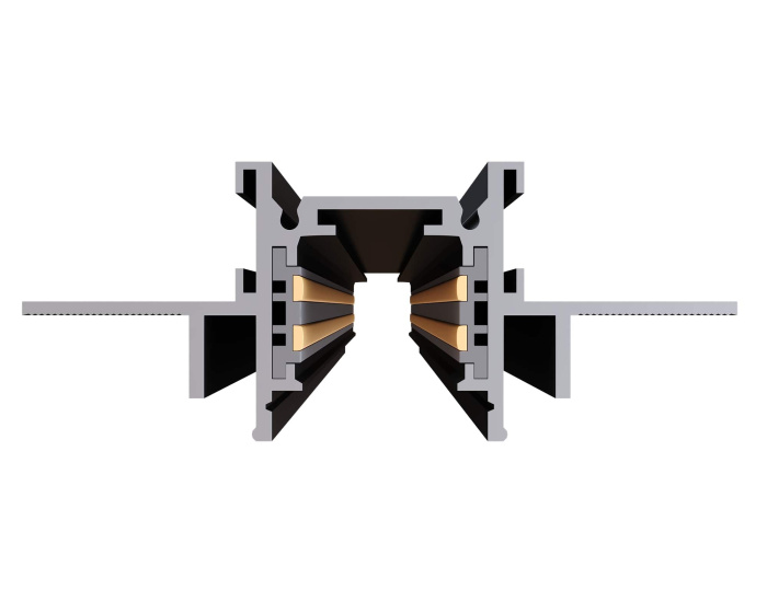 Шинопровод магнитный встраиваемый под ГКЛ 12мм ST-Luce Черный L2000мм(заглушки в комп) ST1004.429.12