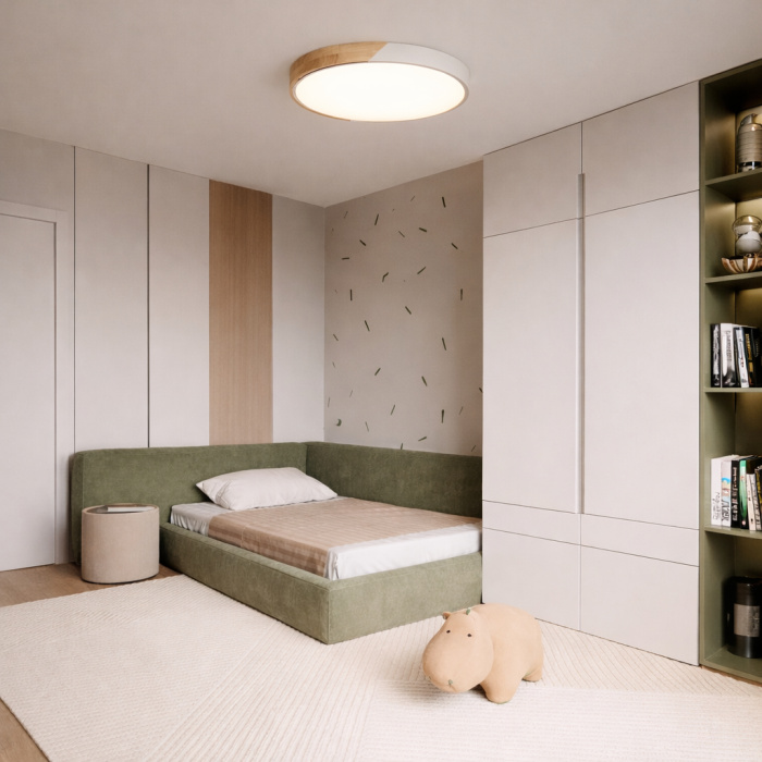 SLE200952-01 Светильник потолочный Белый, Светлое дерево/Белый LED 1*45W