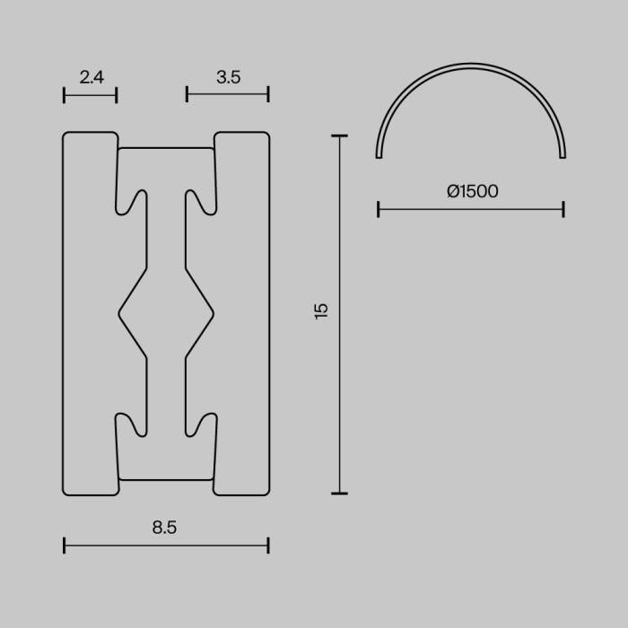 Шинопровод круглый из полукругов Maytoni Busbar trunkings Flarity TRX154-2SR-D1500-BS