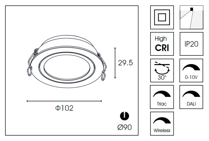 Встраиваемый светильник Delight Collection DA83 DA8304DR