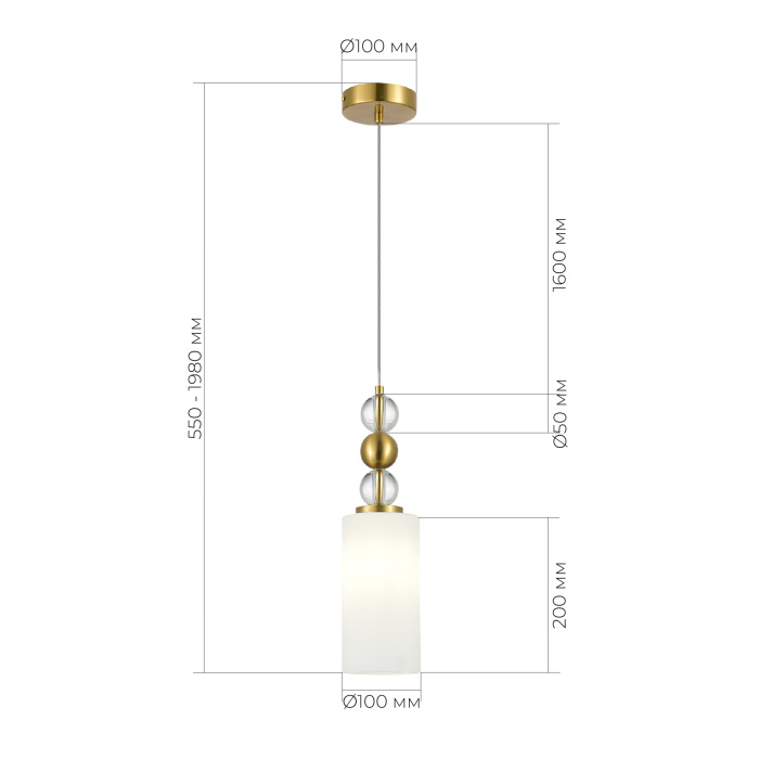 Светильник подвесной ST-Luce латунь/белый E27 1*40W SL2003.303.01
