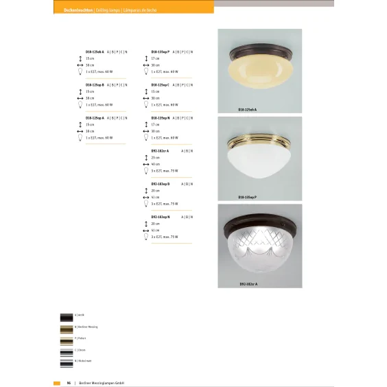 Настенно-потолочный светильник Berliner Messinglampen D92-183opN