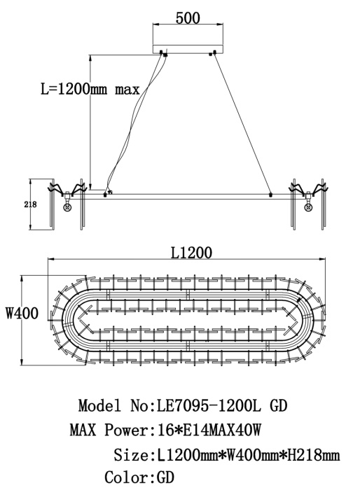 Подвесная люстра Leon Infini LE7095/1200 GD