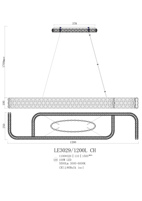 Подвесной светильник Leon Amelie LE3029/1200L CH
