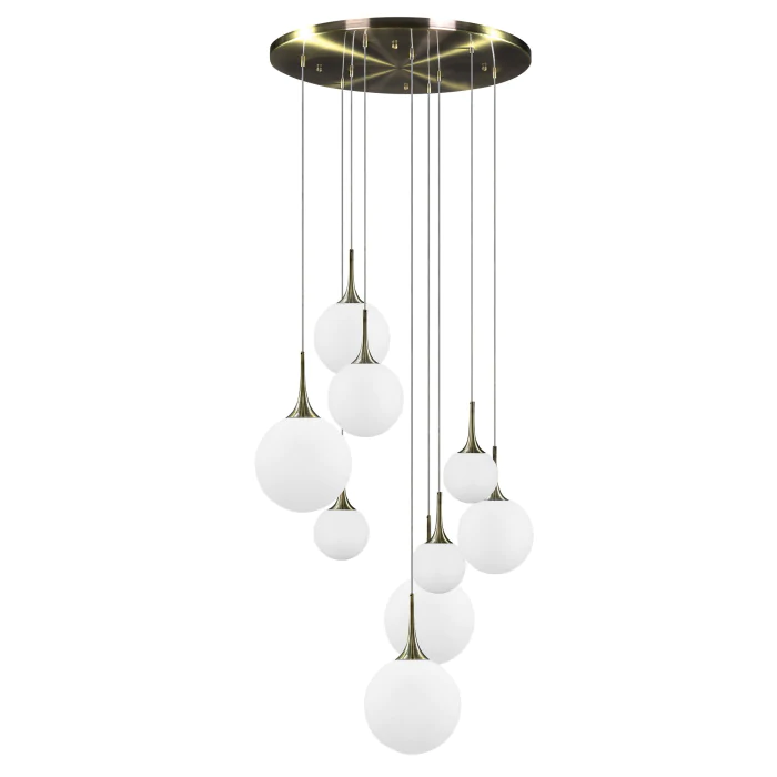 813091 (MD5081A-9EB)  Люстра GLOBO 9х40W  E14 electroplating bronze/white (в комплекте)