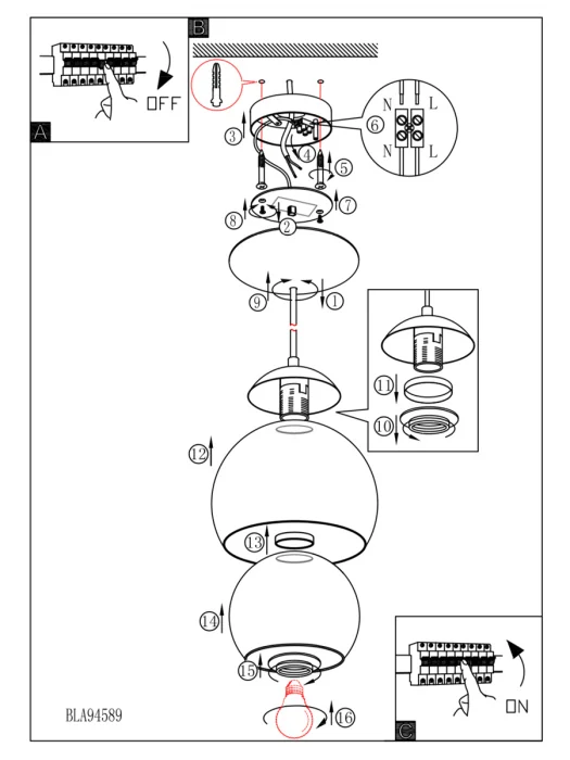 Подвесной потолочный светильник ROCAMAR EGLO 94592