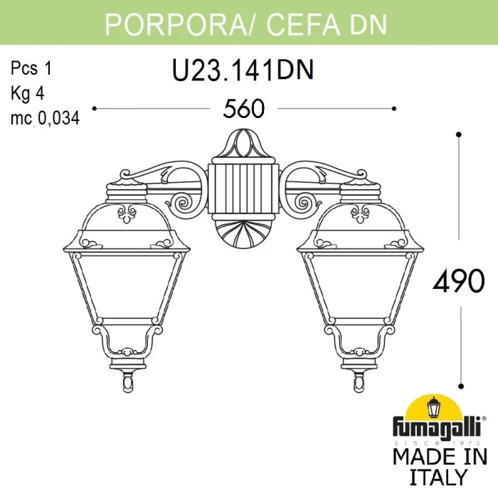 Уличный настенный светильник Fumagalli PORPORA/CEFA DN U23.141.000.AYE27DN