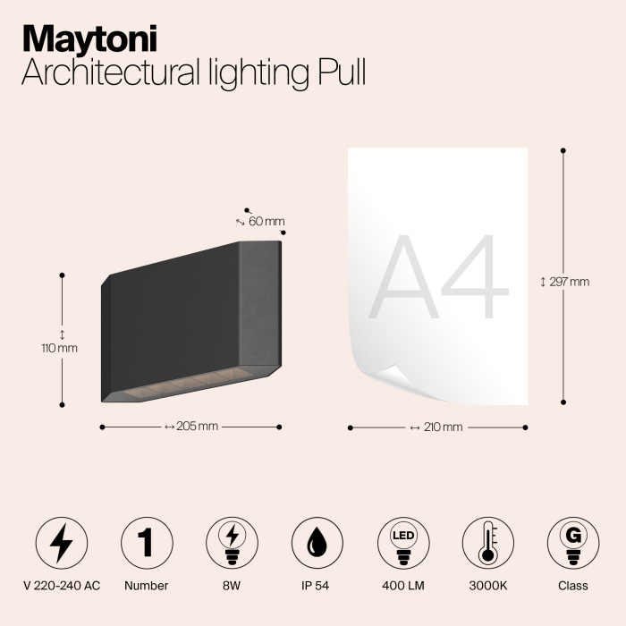 Светильник настенный Maytoni Pull O412WL-L8GF3K