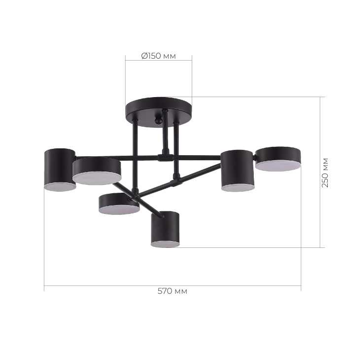 SLE201042-06 Светильник потолочный Черный/Черный LED 6*7W