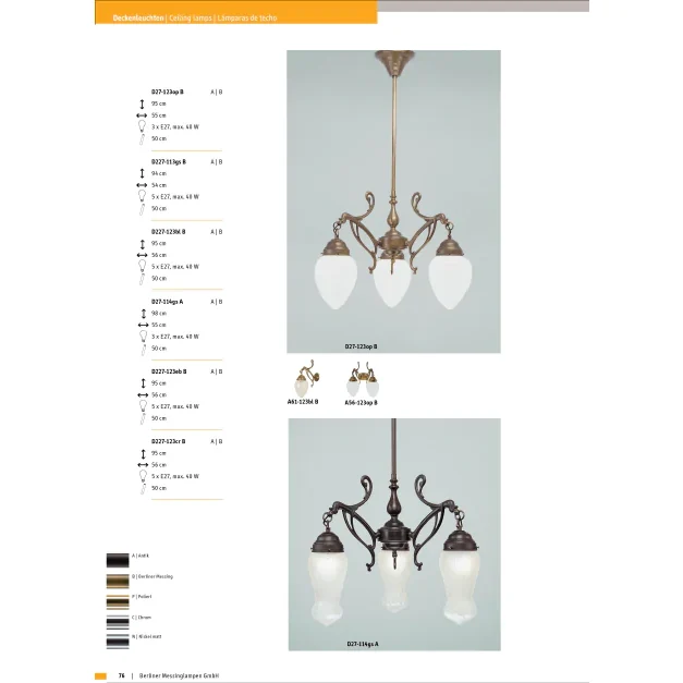 Подвесная люстра Berliner Messinglampen D227-123crB