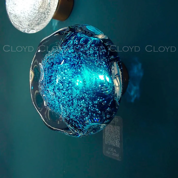 Бра Cloyd VOCAL W1 / латунь - синее стекло (арт.20369)