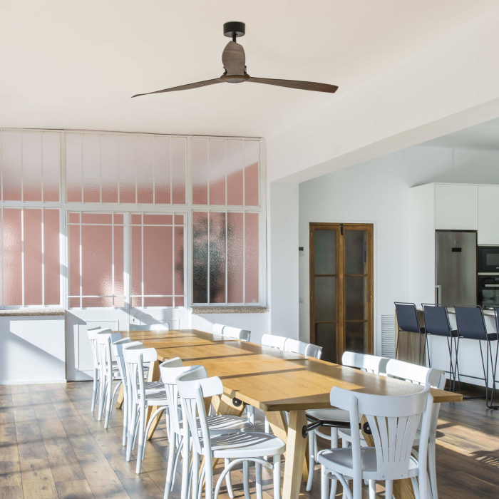 Вентилятор без света JUST FAN Matt black/wood ceiling fan 178cm