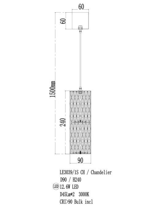 Подвесной светильник Leon Alice LE3039/1S CH