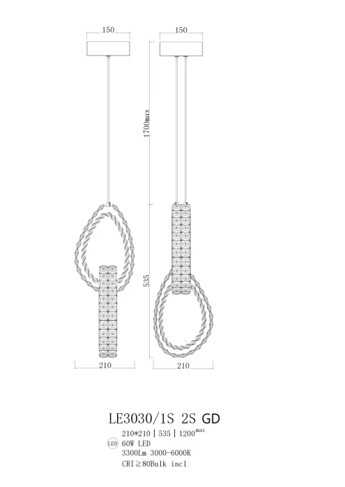 Подвесной светильник Leon Veronique LE3030/1S 2S GD