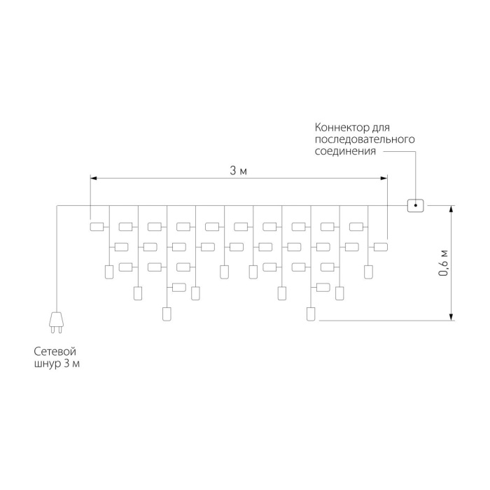 Уличная гирлянда Eurosvet Eurosvet 100-102 теплый белый 3*0,6м IP65