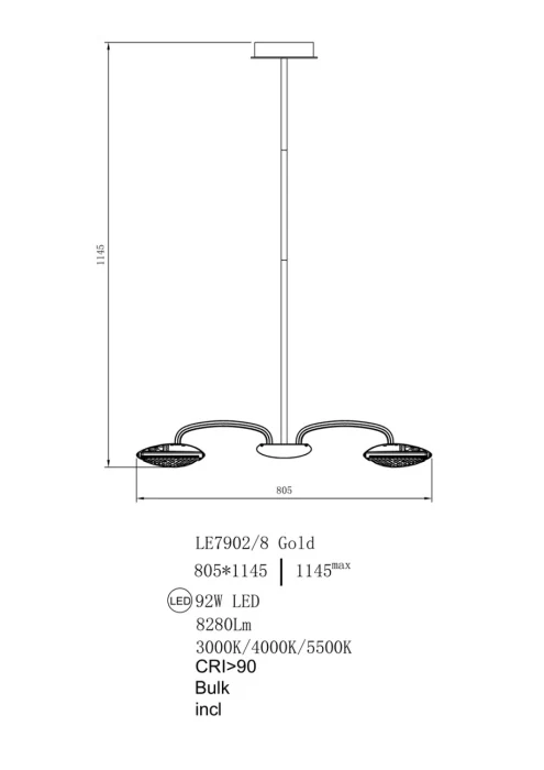 Подвесная люстра Leon Stacy LE7902/8 Gold