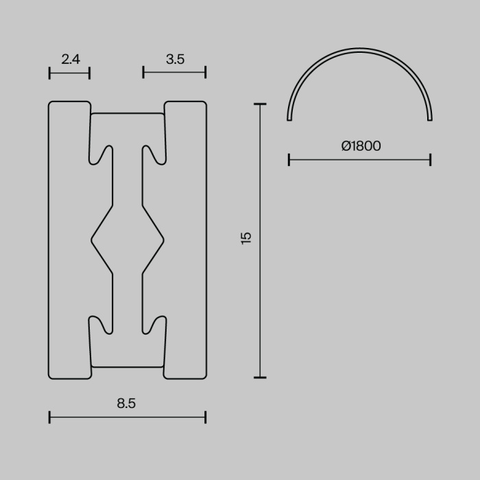 Шинопровод круглый из полукругов Maytoni Busbar trunkings Flarity TRX154-2SR-D1800-BS