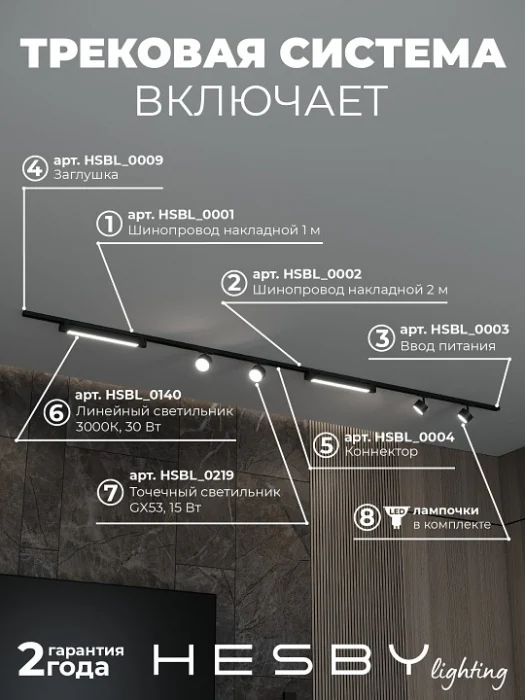 Комплект трековый Hesby Lighting Skylite №14 HSBL_kompl_S014_NI3B3K