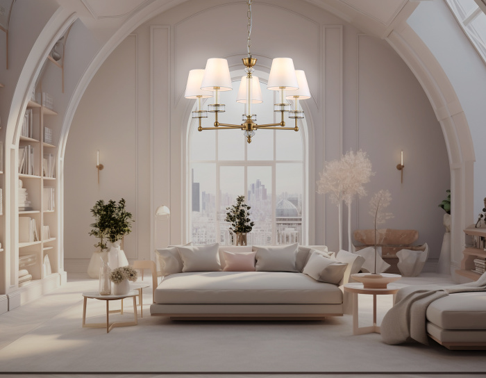 Подвесная люстра с абажурами и хрусталем AMBRELLA light LH71021